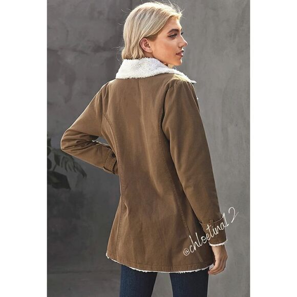 NEW Denim Fur Lined Lapel Coat - Picture 8 of 11